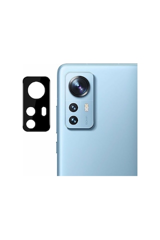 Microcase Xiaomi Mi 12 Pro Kamera Lens Koruma Halkası - Kapalı Tasarım Siyah