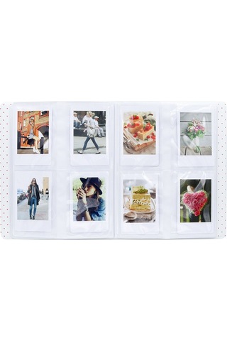 128 Cepler Fotoğraf Kitabı Albümü İsim Kartı Tutucu Fujifilm Instax Mini 8 / 7s / 70/25 / 50s / 90 Gri Beyaz