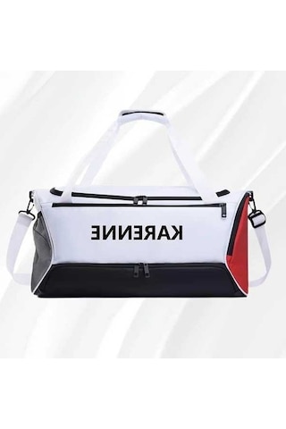 Sandwich Motion003 Kişiselleştirilebilir Beyaz Font C Kapasiteli Spor Çantası Islak Kuru Bölmeli Beyaz Beyaz