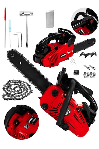 Schatz 25cc Mini Benzinli Testere Ağaç Odun Dal Budama Ve Kesme Testeresi Hızar Motoru 35cm Testere Kırmızı