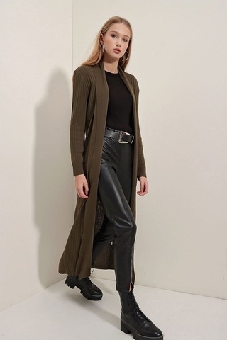 Onno Style Women Uzun Fitilli Ceket Kahverengi