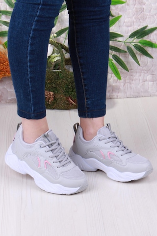 Fort 2107 Lmb Rahat Hafif Kalın Taban Sneaker Kadın Spor Ayakkabı Gri
