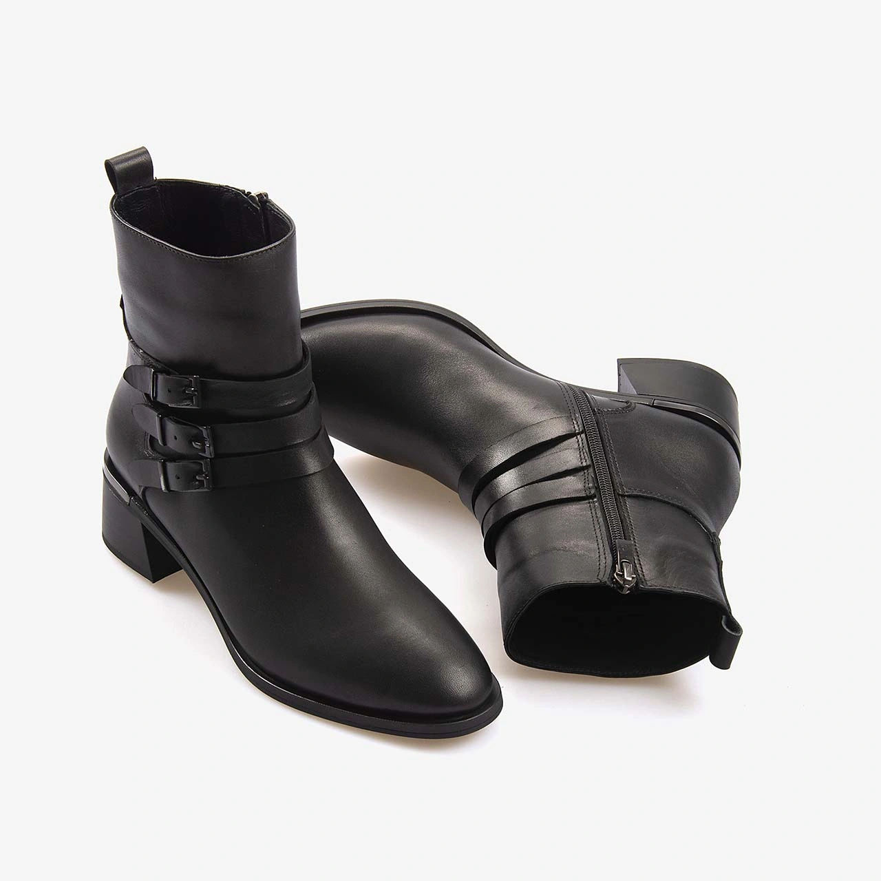 Kemal Tanca Hakiki Deri Topuklu Kadın Bot 26-103558k Siyah