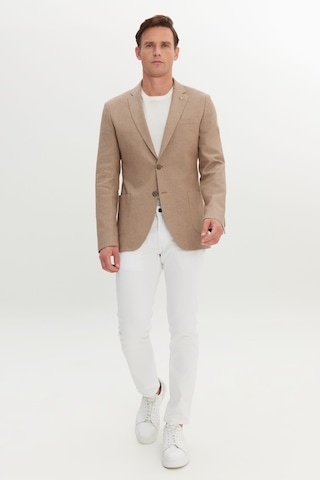 AC&Co / Altınyıldız Classics Erkek Vızon Pamuklu Keten Slim Fit Dar Kesim Mono Yaka Torba Cepli Ceket Vizon