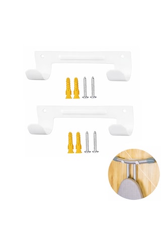 Microcase Duvara Monte Ütü Ve Eşya Askılığı 2 Adet Al5441 Beyaz