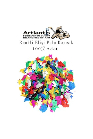 Elişi Pulu Karışık Şekilli 100 Lü 1 Paket Renkli Şekilli Pul Yanardöner Payet Pırıltılı Süs Okul Öncesi Kreş Ana Sınıfı
