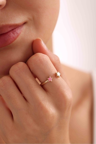 Pembe Mineli Yıldız Model Star Yüzük Gianfranco