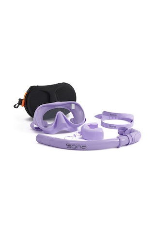 Sona Sona M1 Maske +Roll-Up Snorkel+Yedek Kayış+Deluxe Çanta Lila