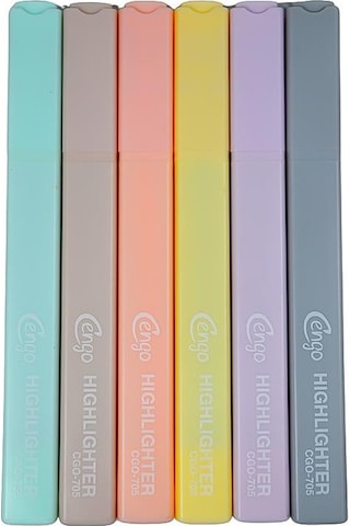Cengo Kare Tipi Highlighter Fosforlu Kalem Morandi Renkler 6lı Set Cgo705 Çok Renkli