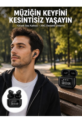 Kulak İçi Bluetooth Kulaklık Ekranlı Müzik Dinleme Çhassasiyet Cevaplama Siyah Yeni Nesil