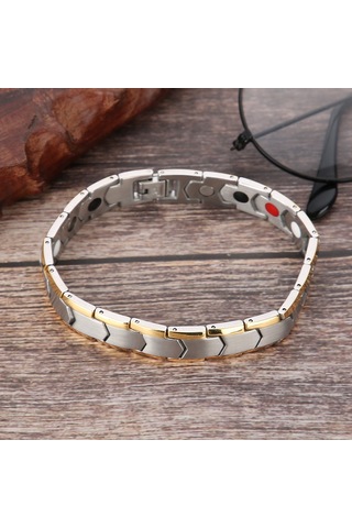 Tenfowee Erkekler İçin Titanyum Çelik Sağlık Bilezik, Manyetik Tasarım, Eklem Ağrısı Azaltıcı, Kan Dolaşımını Geliştirici, Uzunluğu Ayarlanabilir Gümüş Diğer