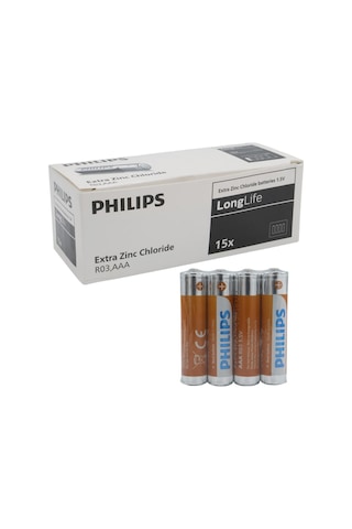 Philips Longlife Extra Zinc-carbon İnce Kumanda Kalem Pili Aaa 60'lı Paket