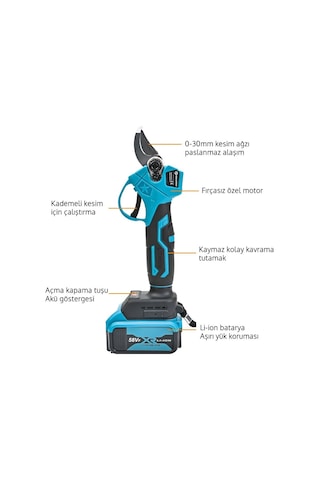 Prohummer Ph332 Kömürsüz Akülü Dal Budama Makası 30mm 58vf