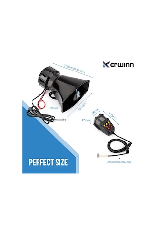 Kerwınn Araba Siren Korna Mikrofonlu 7 Ton, Mikrofonlu 12v 100w Acil Ses Amplifikatörü Pa Hoparlör Sistemi Ambulans Y