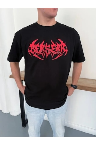 Vexor Erkek Baskılı T-shirt Yazlık Kısa Kol Bisiklet Yaka Rahat Kalıp Tişört - Siyah