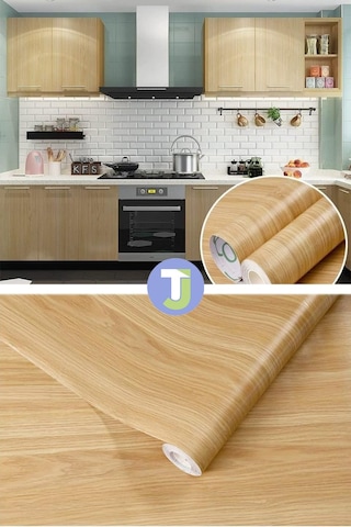 Technojet Kendinden Yapışkanlı Ahşap Görünümlü Mutfak Banyo Tezgah Duvar Dolap Masa Kaplama 60x100cm 001