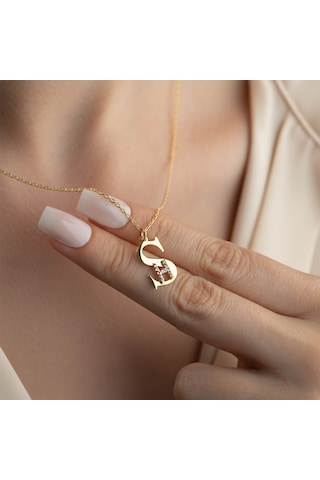 925 Ayar Gümüş İki Harfli Kişiye Özel Kolye Gold