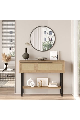 Robin Home Lidya Dresuar Aynalı Kapaklı Metal Ayaklı Uv Baskı Sep Kahverengi