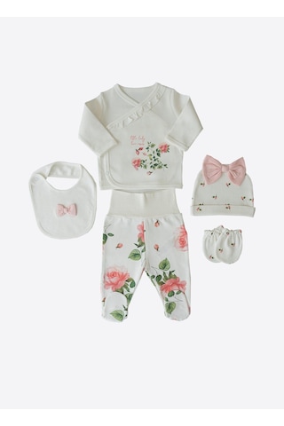 Kitikate Organik Love Roses 5'li Hastane Çıkış Set Ekru Ekru