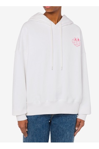 Moschino Jeans Beyaz Kadın Kapüşon Baskılı Sweatshirt A1701-2002