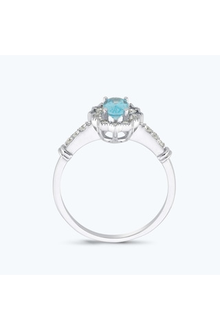 Altınbaş Pırlanta Mavi Topaz Oval Yüzük Pnf001skt-14k
