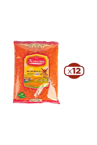 Korcan Kırmızı Mercimek 1 Kg X 12 Adet