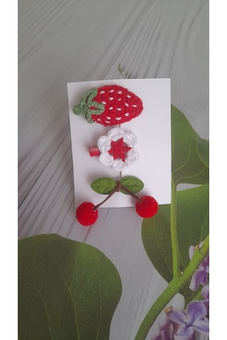 Örgü Toka 3'lü Set Saç Aksesuarı Çok Renkli