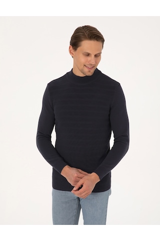 Pierre Cardin Lacivert Slim Fit Yarım Balıkçı Yaka Triko Kazak 50315912-vr033