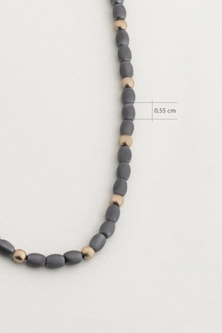 Hematit Taşlı 65 Cm Gümüş Erkek Kolye Gri