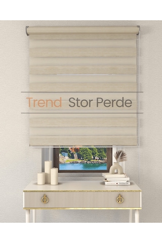 Sütlü Kahve Etek Dilimsiz Zebra Stor Güneşlik Perde Sütlü Kahve