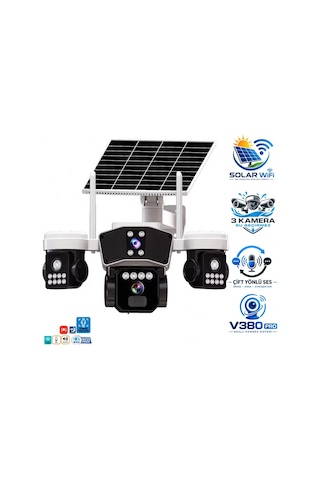 X5tech Rx-95ws 3 Kameralı Solar Wifi Ptz Ip Sesli Akıllı Güvenlik Kamera 3+3+3 Mp