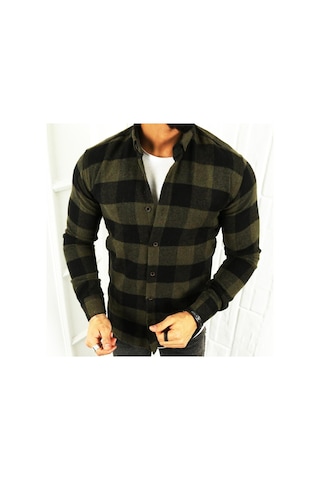Alaska The Last Frontier Slim Fit Saf Pamuk Oduncu Gömleği-- Haki Siyah-- Yeşil - Siyah