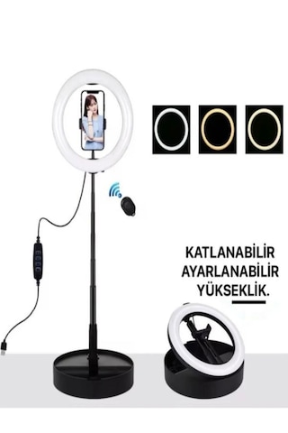 Rgb Led Halka Işık 168cm Teleskopik Tripodlu, 160 Led, Telefon Tutucu, Katlanabilir Ring Light