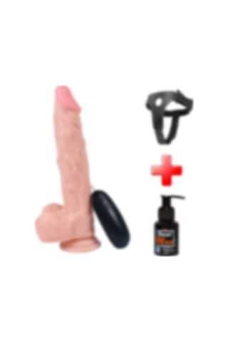 Lilitu Shop 22,5 Cm Belden Bağlamalı Gerçekçi Titreşimli Dildo Vibratör Penis