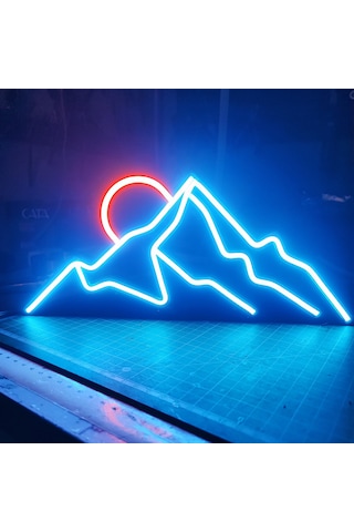 Dağ & Güneş Neon Led 3d Baskı Çok Renkli