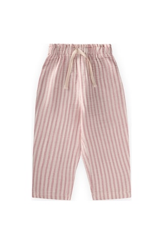 Cigit Organic Beli Fırfırlı Geniş Kesim Müslin Pantolon 1-10 Yaş Fuşya Çift Çizgili