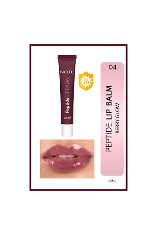 Note Cosmetique Peptide Lip Balm SPF 30 Nemlendirici ve Parlatıcı Renkli Dudak Balmı - 04 Berry Glow - Mor