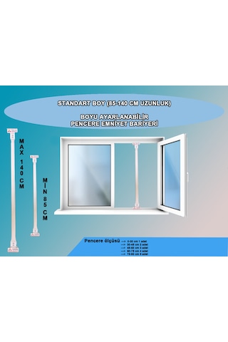 Beyaz Renk Pencere Güvenlik Bariyeri-boyu Ayarlanabilir Korkuluk 80-130 CM Beyaz