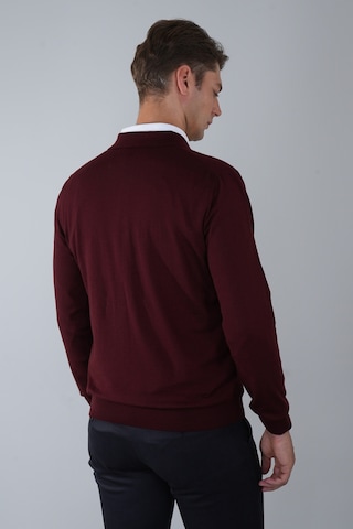 Bisse Bordo Düğmeli Polo Yaka Erkek Yün Triko Tr24k24201 D25 Bordo