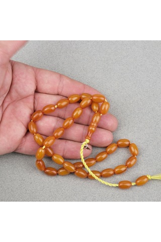 Omari Sıkma Kehribar Beyzi Kesim Sistemli 7.5x12mm Tesbih