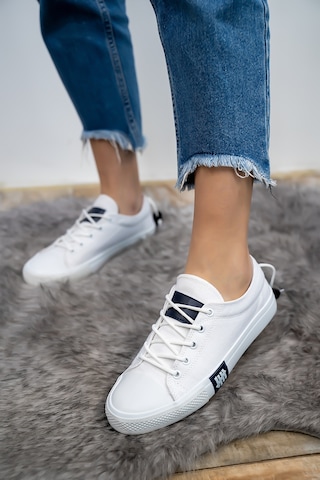 Bartrobel Kadın Erkek Beyaz Keten Sneaker Beyaz