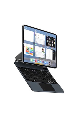 Apple Uyumlu iPad  Air 13inç Pro 12.9 3/4/5/6.nesil Klavyeli Kılıf Magic Keyboard Touchpad Aydınlatmalı Klavye Kılıf
