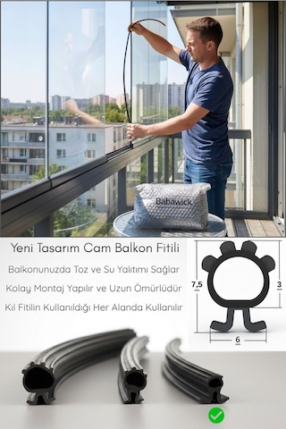Cam Balkon Fitili 6mm Yükseklik 5 Metre Uzunluk Toz, Ses Ve Isı Yalıtımı İçin Kıl Fitil Alternatifi Diğer