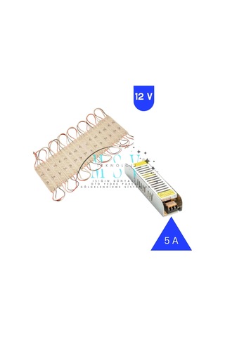 12 Volt 1.5 Watt 3 Lensli 10 Adet Beyaz Işık Modül Ve 5 Amper Slim Trafolu Set