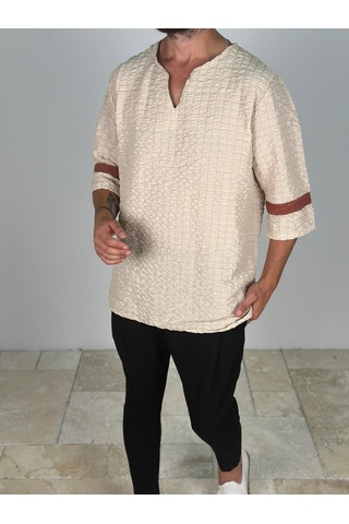 Cocopelli Fakir Kol Bej T-shirt Coc2266 Bej
