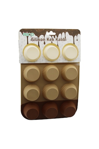 Silikon Muffin Kek Kalıbı Askılı Klasik Çizgili Sarı