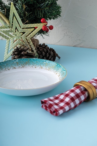 İstanbul Porselen Starlight Fine Bone New Year Yılbaşı Çukur Tabak 22 Cm Mavi