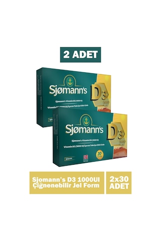 Sjomann's D3 Çiğnenebilir Jel 30 Tablet 2 Adet