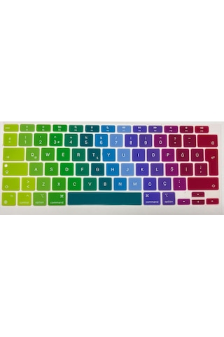 Apple Uyumlu MacBook Air 13' 2020 A2337 (M1) Türkçe Renkli Silikon Klavye Koruyucu