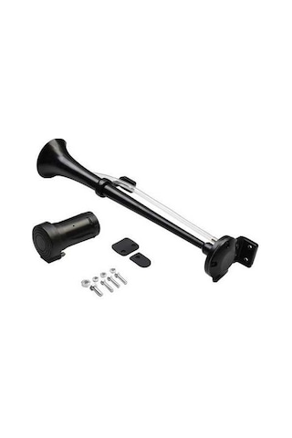 Pazly Siyah 12v 17 Inç Tek Trompet Hava Korna - Kamyon, Otomobil, Suv, Tekne, Tren, Motosiklet İçin